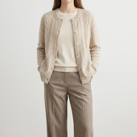 Cardigan en cachemire pour femmes à la mode, tricoté avec des poches, manteau tricoté doux et élégant