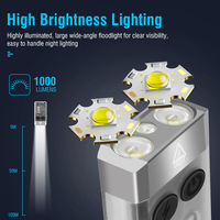Boruit V10 Mini lampe de poche porte-clés EDC puissante avec aimant UV 365 lumière 1000LM Rechargeable IPX4 étanche 12 Modes de lumière