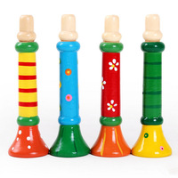 Wholesale Wood Material Educational Early Education Music Toys Play Musical Instruments Trumpet