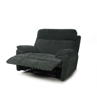 Fauteuil inclinable électrique moderne trois places en tissu chenille vert armée avec accoudoirs inclinables électriques et port USB latéral en métal extensible pour salon