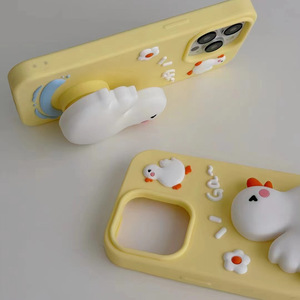 Siliconen hoesje 3D cartoon knijp-eend patroon anti-kras telefoonhoesje beschermer voor iPhone 12 13 14 15 Pro Max - Product Image 3