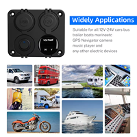 Chargeur USB 4-en-1 avec double ports USB, voltmètre, prise allume-cigare 12V et panneau de commutation à bascule marin pour bateau et camping-car