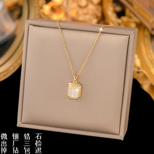 Collar <span class=keywords><strong>de</strong></span> Circonita Brillante Bañado en Oro-Joyerí<span class=keywords><strong>a</strong></span> <span class=keywords><strong>de</strong></span> Moda con Incrustación <span class=keywords><strong>de</strong></span> Circonita Cúbica,Elegante Collar Fino para Mujer - Product Image 3