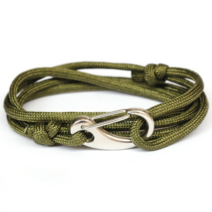 Multi-layer Adjustable knotted Wristband Carabiner Hook navy paracord <b>rope</b> Camping <b>Bracelets</b> - Product Image 4