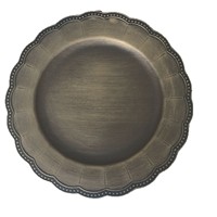 Assiettes de présentation vintage en bronze de 13 pouces avec bord perlé, en plastique, pour la décoration de table de mariage