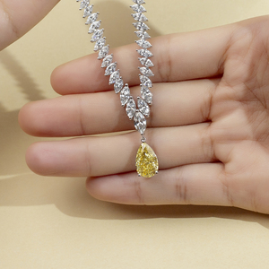 Collier tennis en argent 925 pour femme, Messi Jewelry Customized MSN-886, diamant jaune de culture en forme de poire, tendance. - Product Image 4
