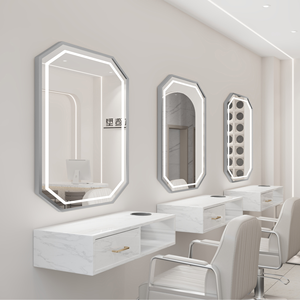 Espejo de Vanidad Moderno de Pared con Luz LED y Estante de Almacenamiento para Uso en Salón - Product Image 3