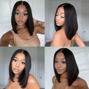 Sẵn Sàng Giao Hàng Cho Phụ Nữ Bất Đối Xứng Brazil Trung Quốc Tóc Xoăn Thẳng Afro Tím Pha Trộn Màu Hồng Hd Bob Tóc Giả Ren Tóc Thật - Product Image 6