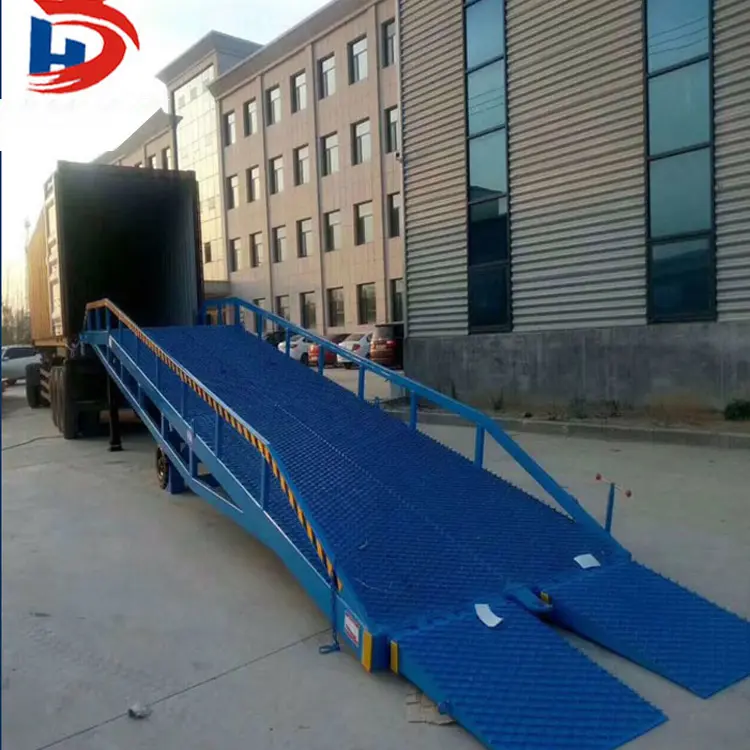 mobile yard rampe ce-geprüft 6-15t mobile lkw container lade-und-lade-dockrampe hydraulische yard-rampe zum verkauf