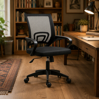 Chaise de bureau à dossier moyen en maille, pivotante, réglable en hauteur, avec accoudoirs fixes pour la maison et le bureau