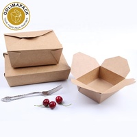 Boîte à lunch en papier kraft avec logo personnalisé, 1000 pièces, récipient de nouilles, pour doner et kebab à emporter
