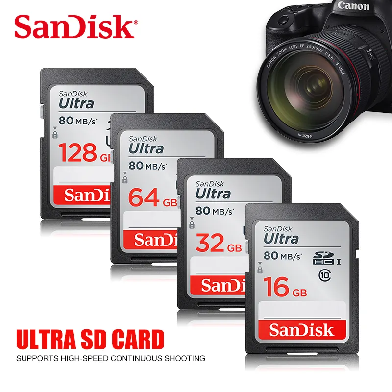 Bán Buôn 100% Gốc SanDisk Thẻ SD Ultra 64GB 16GB 32GB Flash Tf/Thẻ Sd UHS-I SDHC/SDXC Cho Máy Ảnh