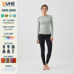 เสื้อยืด SUHE วินเทจลำลองสำหรับฤดูร้อน เป็นมิตรกับสิ่งแวดล้อม ทรงเข้ารูป ครอปท็อป แขนยาว ผ้าฝ้าย 92% ผสมอีลาสเทน 8% เนื้อเจอร์ซีย์ ป้องกันการเป็นขุย - Product Image 2