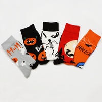 Chaussettes tube en coton grande taille personnalisées, respirantes et absorbantes, pour hommes et femmes, de haute qualité, motif drôle sorcière citrouille Halloween