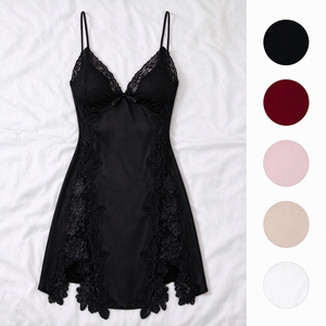 Ropa de Dormir para Mujer, Satén Tejido, de Una Sola Pieza, Vestido Casual para el Hogar, Vestido de Noche, Camisón - Product Image 4