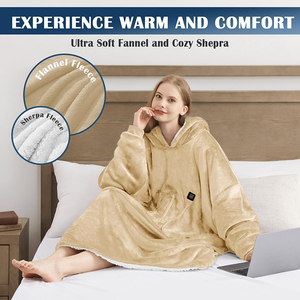Custom Logo Winter Warm Hooded Blanket Wearable Fleece Puffy <strong>Christmas</strong> <strong>Hoodie</strong> TV Blanket for Kids and Adult - Product Image 3