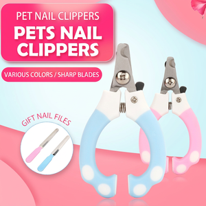 Pet Nail Clipper <b>Set</b> Stainless Steel With File For Dog Cat Grooming <b>Pink</b> Blue Small Large - Product Image 1