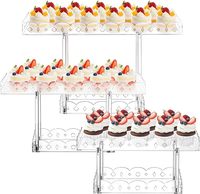 Lot de 3 supports à cupcakes en acrylique PMMA à 2 niveaux, transparents, couleur personnalisée, pour mariage, baby shower, anniversaire, buffet