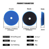 Tampon de polissage automobile OEM bleu personnalisable de 6,5 pouces avec éponge abrasive fine de grain 70 pour plateau de support de 6 pouces pour le polissage de la peinture automobile