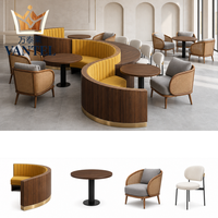 Ensemble de mobilier moderne pour hôtels et restaurants : banquette incurvée sur mesure, tables et chaises de salle à manger pour projets hôteliers