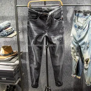 Hot bán tùy chỉnh màn hình in ấn logo thời trang dạo phố quần lỏng straightplus kích thước của nam giới jeans