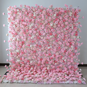8ft x 8ft Roll Up rosa polveroso pannello <span class=keywords><strong>da</strong></span> parete in seta artificiale fiore estivo tappetino <span class=keywords><strong>da</strong></span> parete per eventi di nozze - Product Image 4