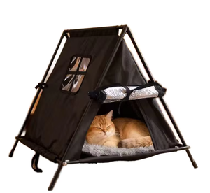 <strong>Cat</strong> <strong>Bed</strong> Wooden Tent-Style Pet House Detachable Washable Indoor Outdoor Winter Warming Cotton Pad All-Season Universal - Product Image 1