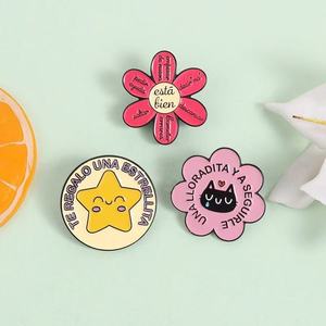 Épingles en alliage de zinc avec affirmations positives, motif fleur et étoile, pour le bien-être personnel et l'encouragement - Product Image 1