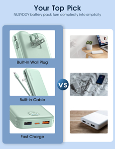 Oem Logo 10000mAh công suất lớn di động <span class=keywords><strong>AC</strong></span> cắm tường sạc được xây dựng trong cáp sạc cho iPhone pd22.5w nhanh chóng sạc Powerbank - Product Image 4