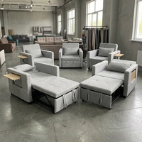 Canapé-lit convertible avec table pliante, en tissu et mousse haute densité, idéal pour les petits appartements