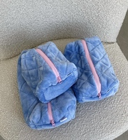 Sacs de maquillage en éponge matelassée de luxe avec logo personnalisable Sac cosmétique pour serviette de voyage à broder de grande capacité