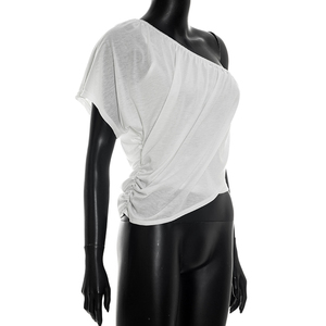 Viviblook C26TP171 Camiseta de Verano para Mujer, Nueva, Informal, Simple, con Hombros Descubiertos, Doble Capa, Top Informal para Damas - Product Image 2