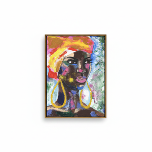 Bold Expressionist Portrait: Vibrant Afro Decor Printed <b>Canvas</b> Art,GOLD <b>FRAMED</b> <b>CANVAS</b> - Product Image 2
