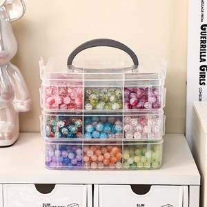 Jewelry Storage Box Multi Layer Transparent Compartmentalized With Handle 14.5Cm For Earrings And Accessories - Product Image 4