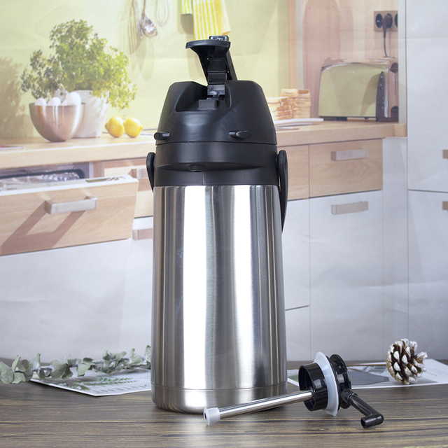 1l 1.3l 1.6l 1.9l Vacuum Jug Double Wall Pump air Pressure Coffee Pot Vacuum Stainless Steel Thermos
