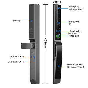 Serrure de porte coulissante intelligente en aluminium, étanche IP65, avec reconnaissance faciale 3D, Wifi, numérique, Ttlock, Tuya, empreinte digitale, mince - Product Image 6