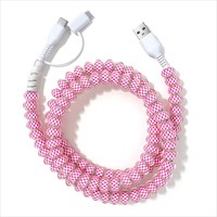 Câble de charge USB Type-C portable élégant rose à carreaux en acrylique perlé dégradé de 1 m, le plus vendu, pour ordinateur et téléphone