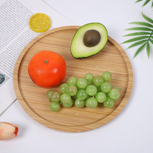 Plateau rond en bois massif avec compartiments, plateau à fruits et en-cas en bambou, pour la maison, le salon - Product Image 2
