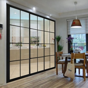 Nhà máy trực tiếp Nhà cung cấp cổ điển Pháp thép cửa kính khung màu đen wrought sắt phía trước nhập cửa - Product Image 5