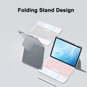 Étui clavier magnétique multi-angles pour <span class=keywords><strong>iPad</strong></span> Air 11 pouces, clavier sans fil BT blanc avec pavé tactile et emplacement pour stylet - Product Image 4