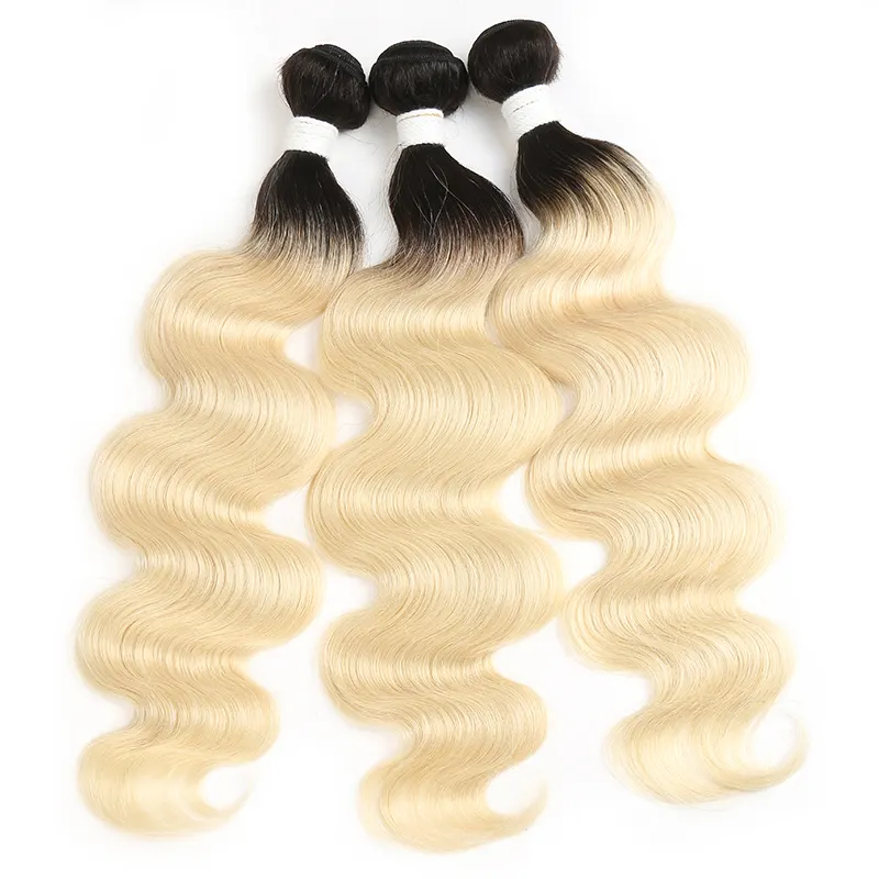 Best Selling 100% Remy Virgin Brazilian Hair Grade 12 A Body Wave 613 Blonde Human Ombre Breading Hair Weave With Closure