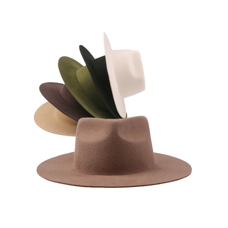Женская Классическая джазовая шляпа унисекс, Панама с широкими полями, шляпа из 100% шерсти, фетровая шляпа