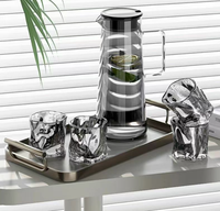 Théière en verre résistant aux hautes températures de 1500 ml avec couvercle et ensemble de tasses, bouilloire à café et à thé avec poignée