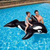 Fourniture en stock prêt de jouets gonflables gonflables de baleine noire en PVC épaissi de requin de tour de dauphin gonflable
