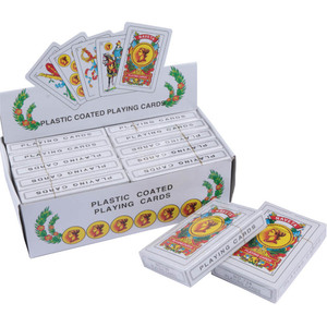 Jeu de cartes espagnoles personnalisées avec logo NAIPES imprimé, finition brillante, durable, écologique, en papier artistique imperméable, ensemble unique - Product Image 1