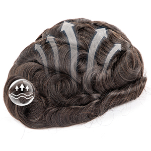 BLT Bella Q6 Parrucchino Ricciolo con Base Sottile in Pelle e Frontale in Pizzo Francese, 100% Capelli Umani Indiani, Protesi Capillare <span class=keywords><strong>di</strong></span> Ricambio per Uomini - Disponibile - Product Image 5