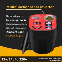 Convertisseur de courant multifonctionnel 12V/24V vers 220V 150W pour voiture avec affichage numérique LED et charge rapide QC 3.0 pour voitures et camions