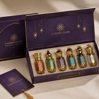 Flacon de parfum de luxe 3/6/12 ml, en verre octogonal fin, avec bouchon à vis doré et applicateur à bille, rechargeable, pour voyage, idéal comme cadeau