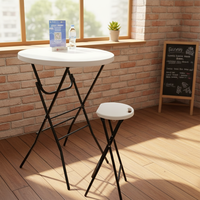 Tables de bar cocktail rondes en plastique de 80 cm de diamètre pour événements, location en gros pour fêtes en plein air