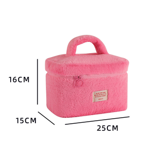 2025กระเป๋าเครื่องสำอางแบบมีซิปขนาดใหญ่แบบพกพากระเป๋าเก็บเครื่องสำอางมีขนยาวสำหรับเดินทางกระเป๋าเก็บเครื่องสำอางลิปสติกเนื้อนุ่ม - Product Image 6